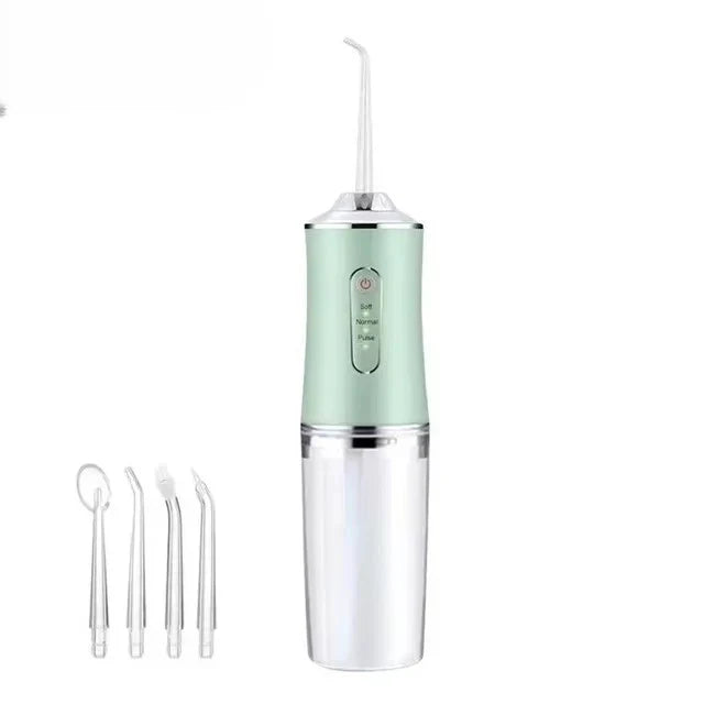 AfterGlow water flosser bundled with a 4-pack of replacement nozzles