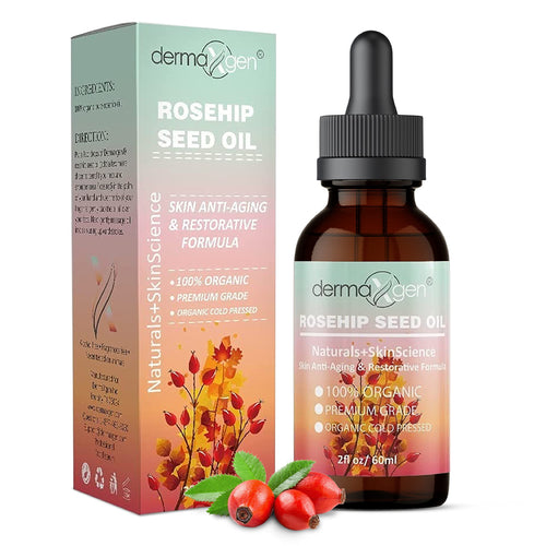 DERMAXGEN Rosehip Seed Oil 2 Fl Oz -100% Organic & Cold Pressed - Anti-aging Moisturizing Treatment For Face Hair Skin & Nails Acne Scars Anti-wrinkle.